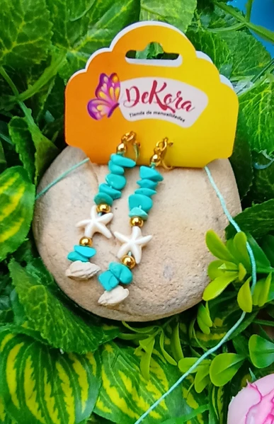 Elegancia Natural: Juego de Collar y Aretes en Piedra Turquesa y Caracol Natural