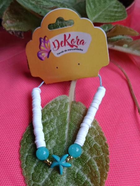 Pulsera Fimo con Estrella de Mar Azul: Elegancia Natural para tu Estilo