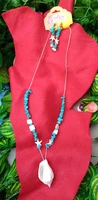 Elegancia Natural: Juego de Collar y Aretes en Piedra Turquesa y Caracol Natural